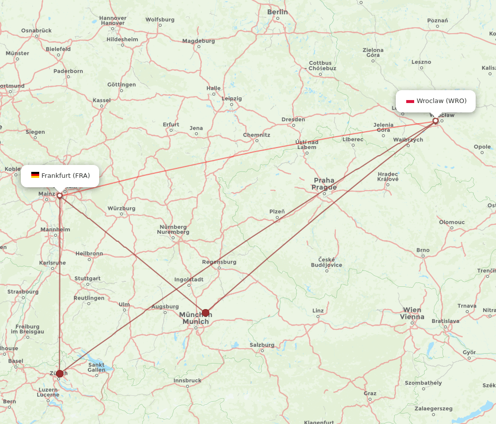 FRA-WRO flight routes