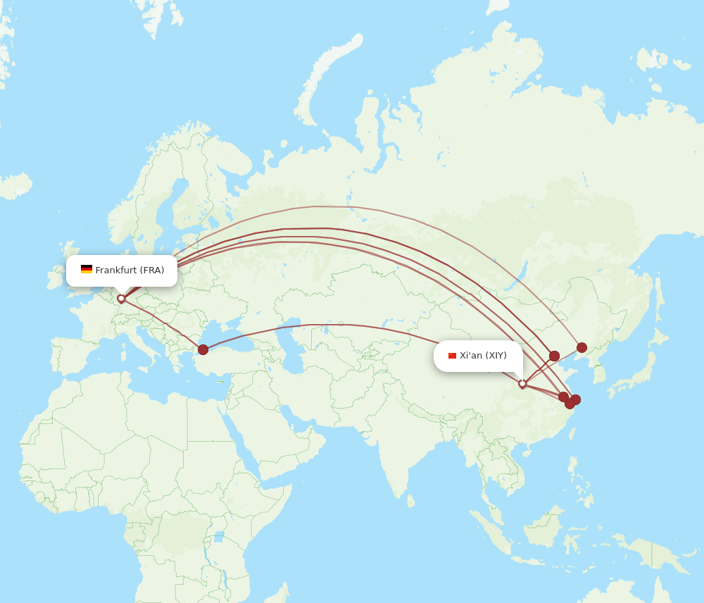 FRA-XIY flight routes