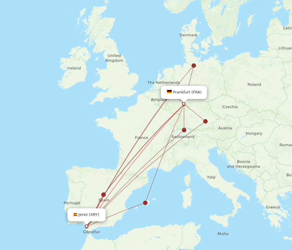 FRA-XRY flight routes