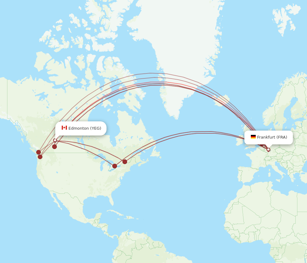 FRA-YEG flight routes