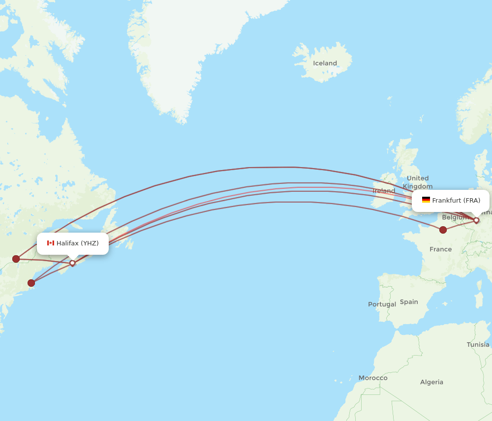 FRA-YHZ flight routes