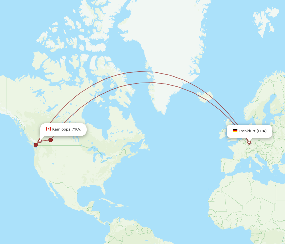 FRA-YKA flight routes