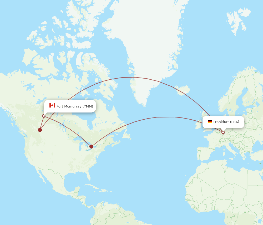 FRA-YMM flight routes