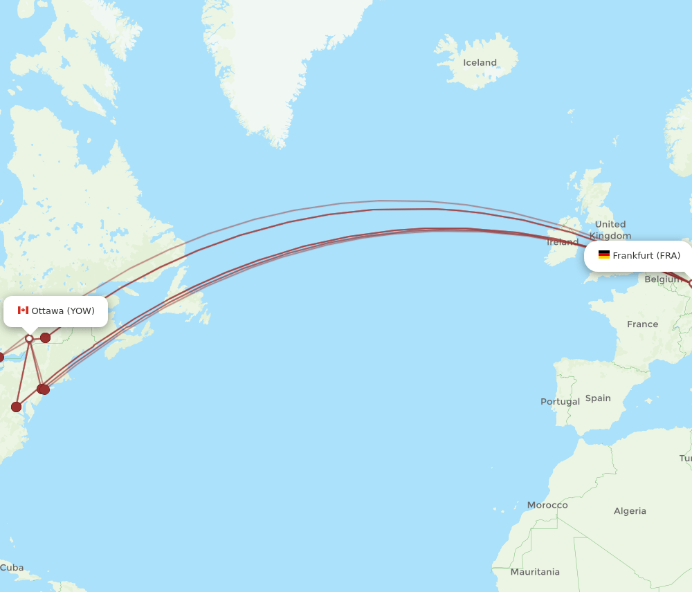 FRA-YOW flight routes