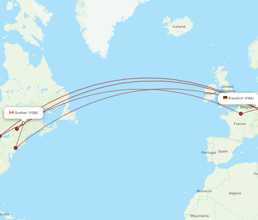 FRA-YQB flight routes