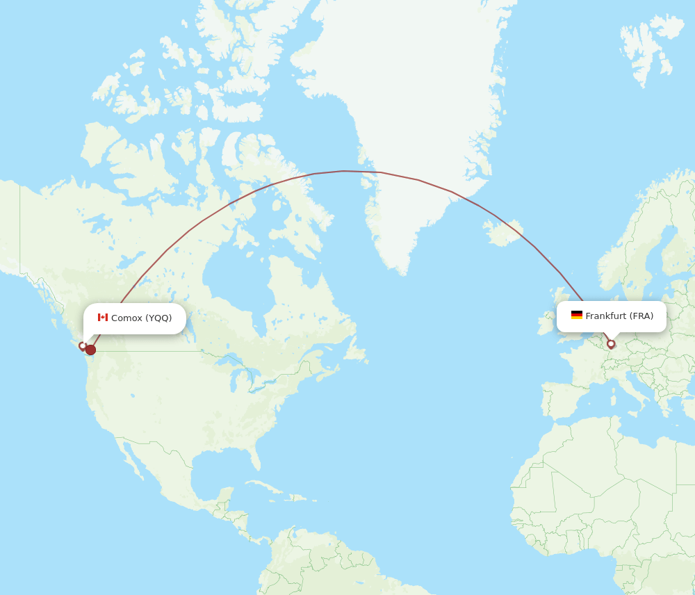 FRA to YQQ flights and routes map
