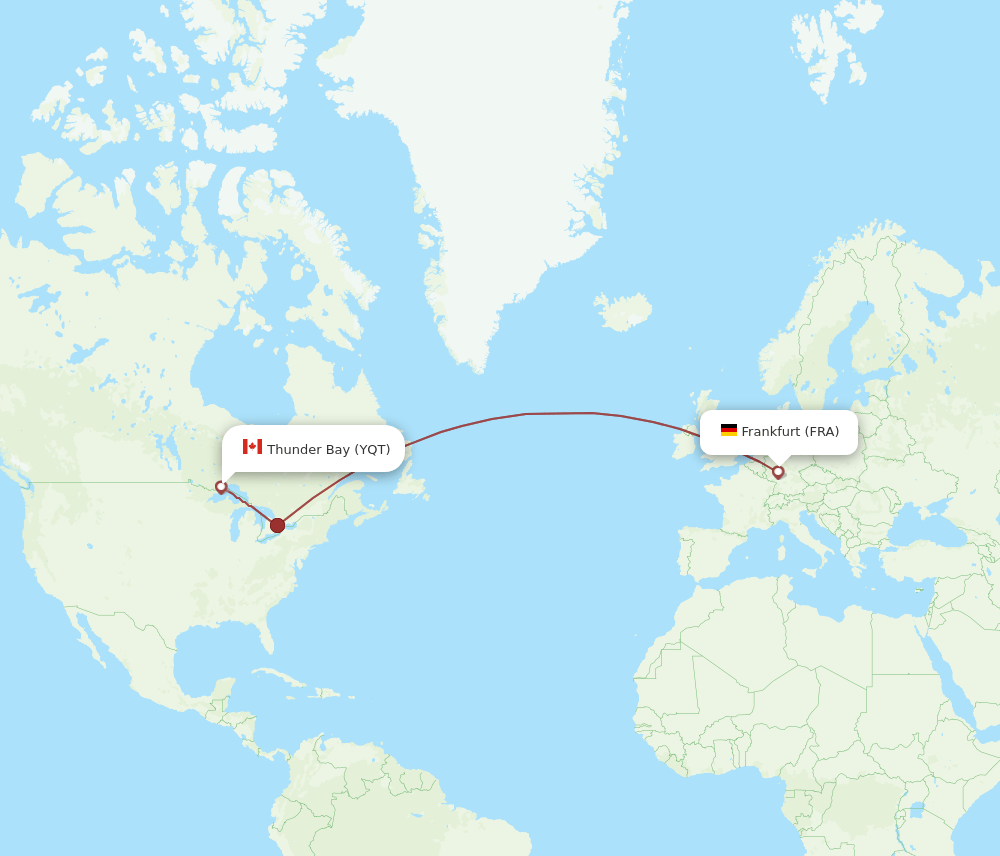 FRA to YQT flights and routes map