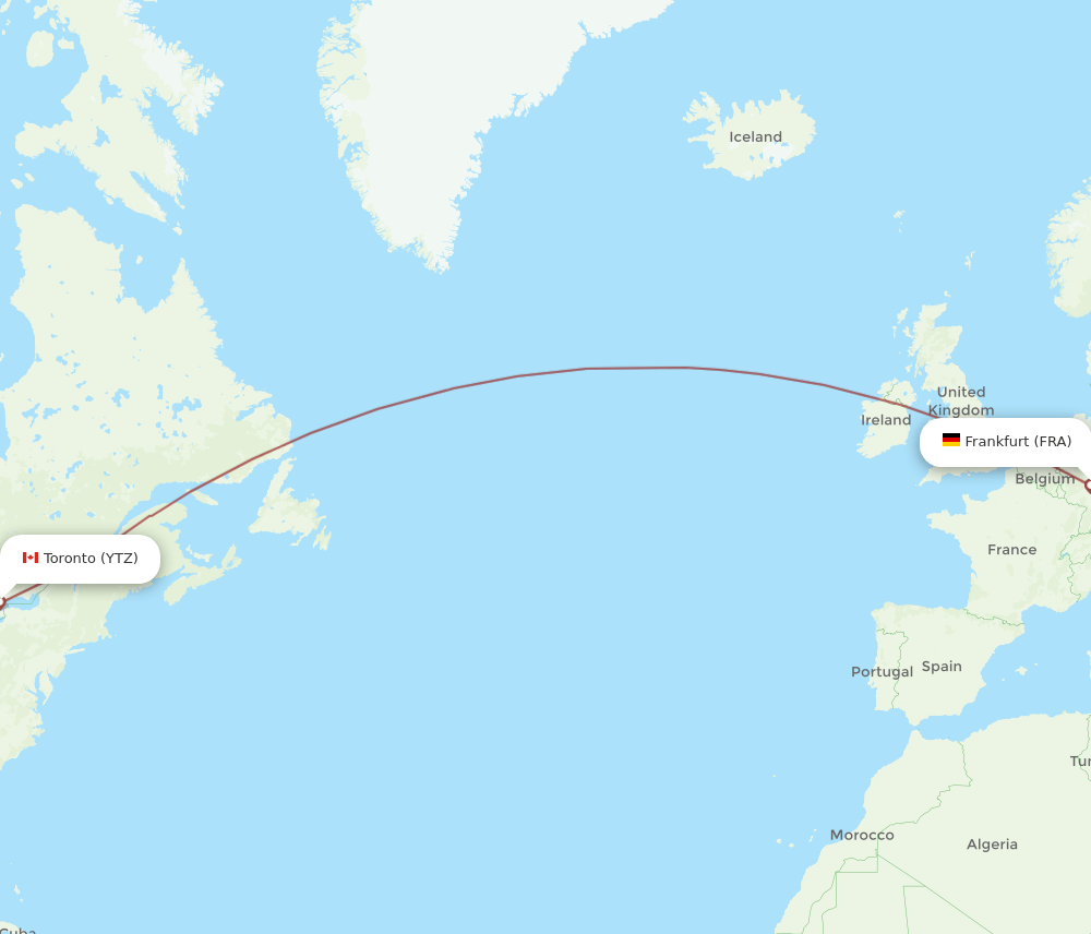 FRA-YTZ flight routes