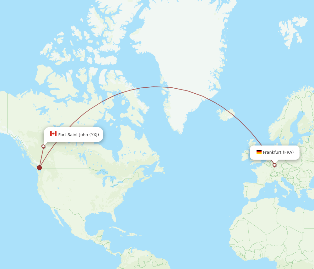 FRA-YXJ flight routes