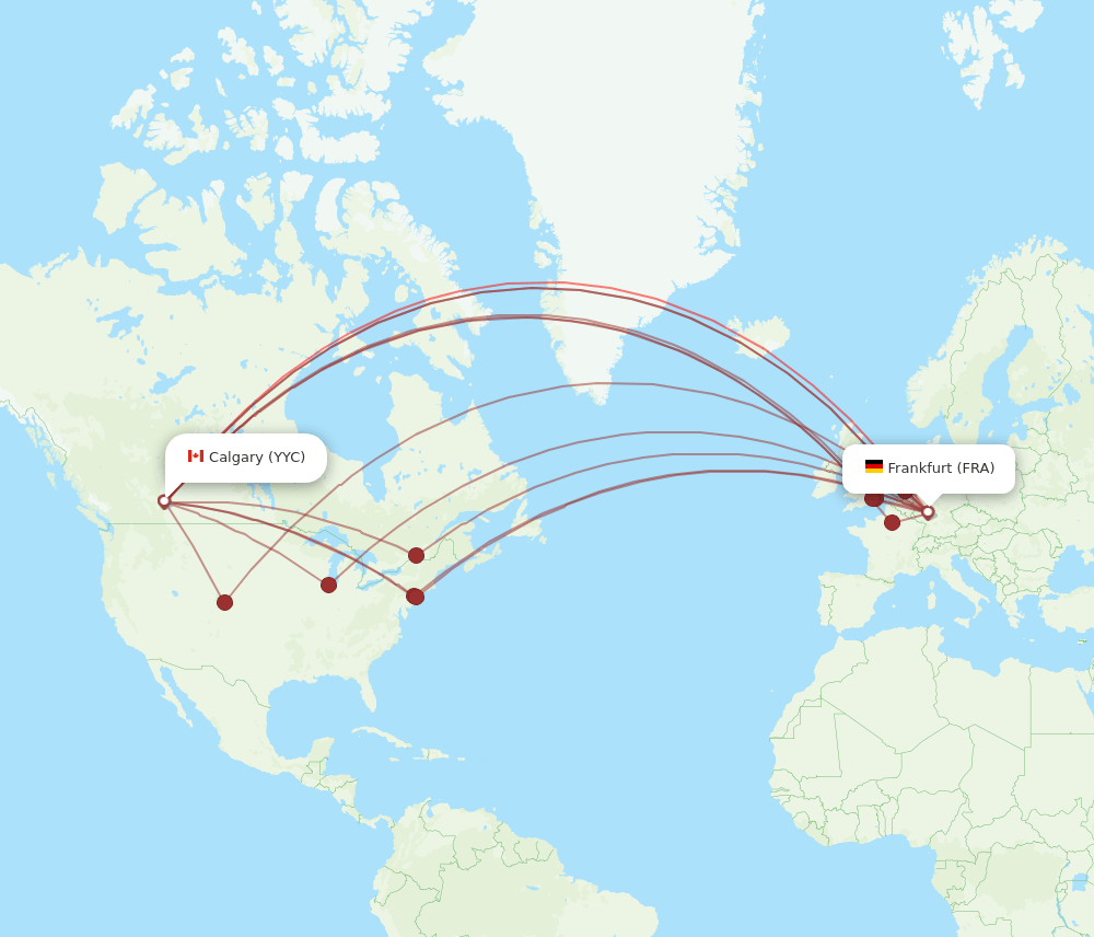 FRA-YYC flight routes