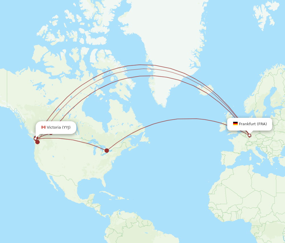 FRA-YYJ flight routes