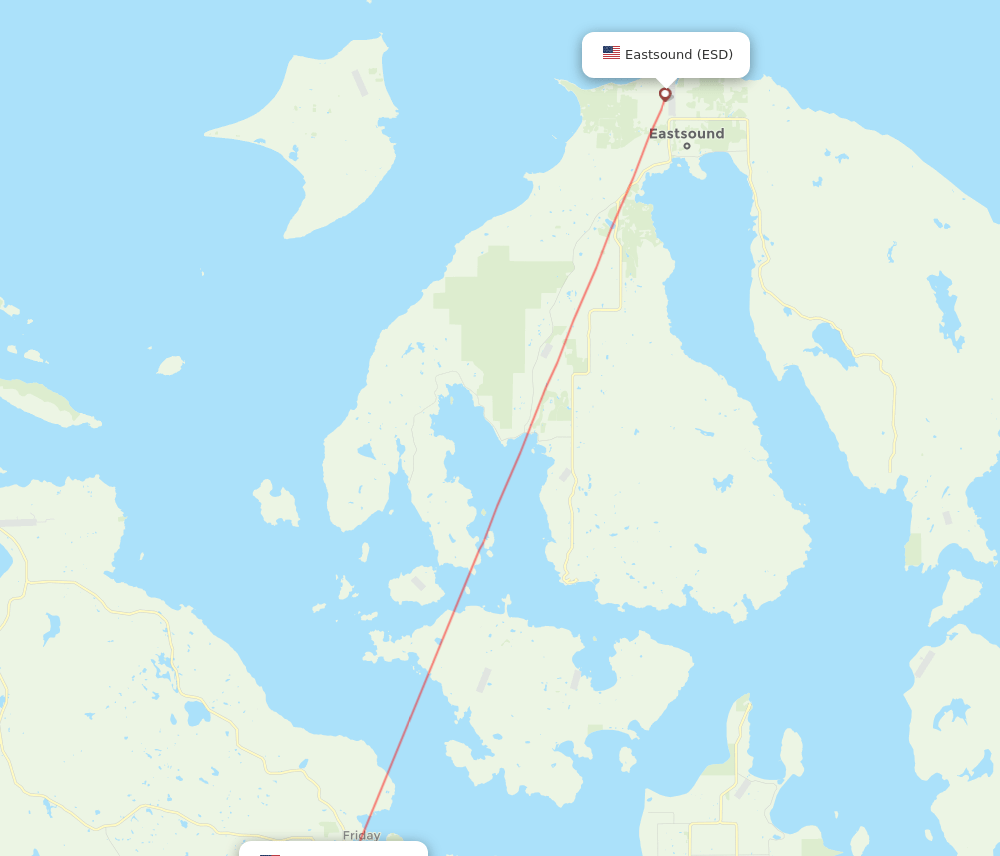 Friday Harbor - Eastsound route map and flight paths
