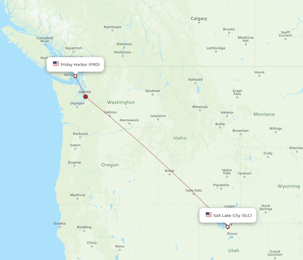 FRD to SLC flights and routes map