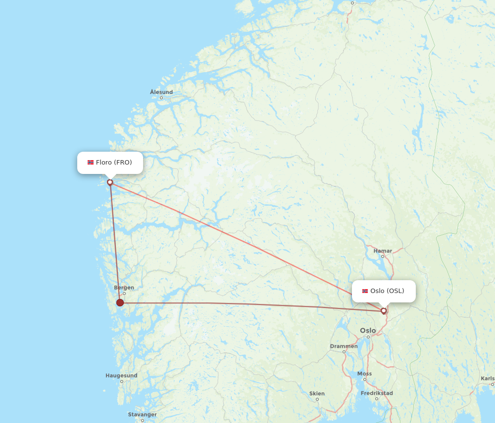 FRO to OSL flights and routes map