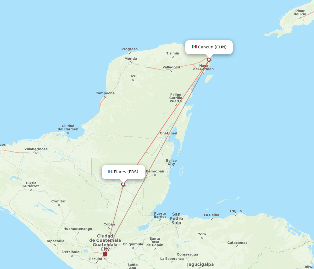 FRS-CUN flight routes