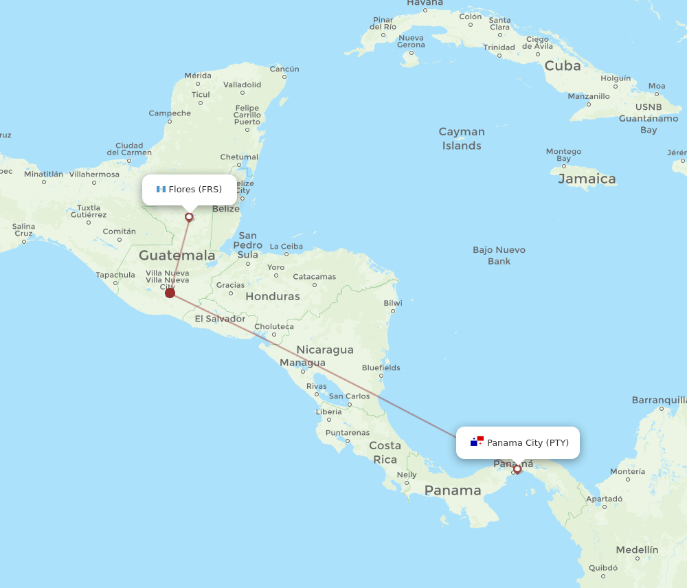 FRS-PTY flight routes
