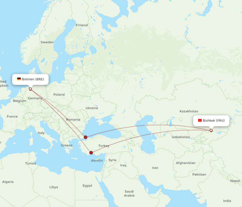 FRU-BRE flight routes