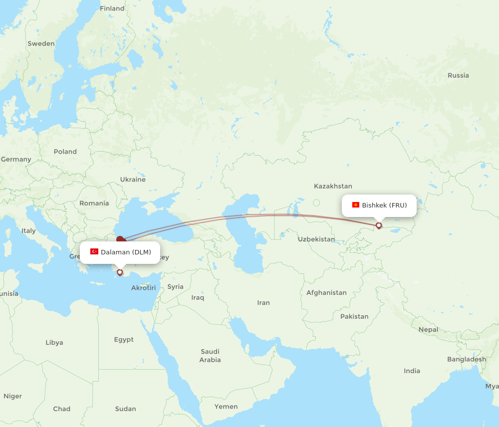 FRU to DLM flights and routes map