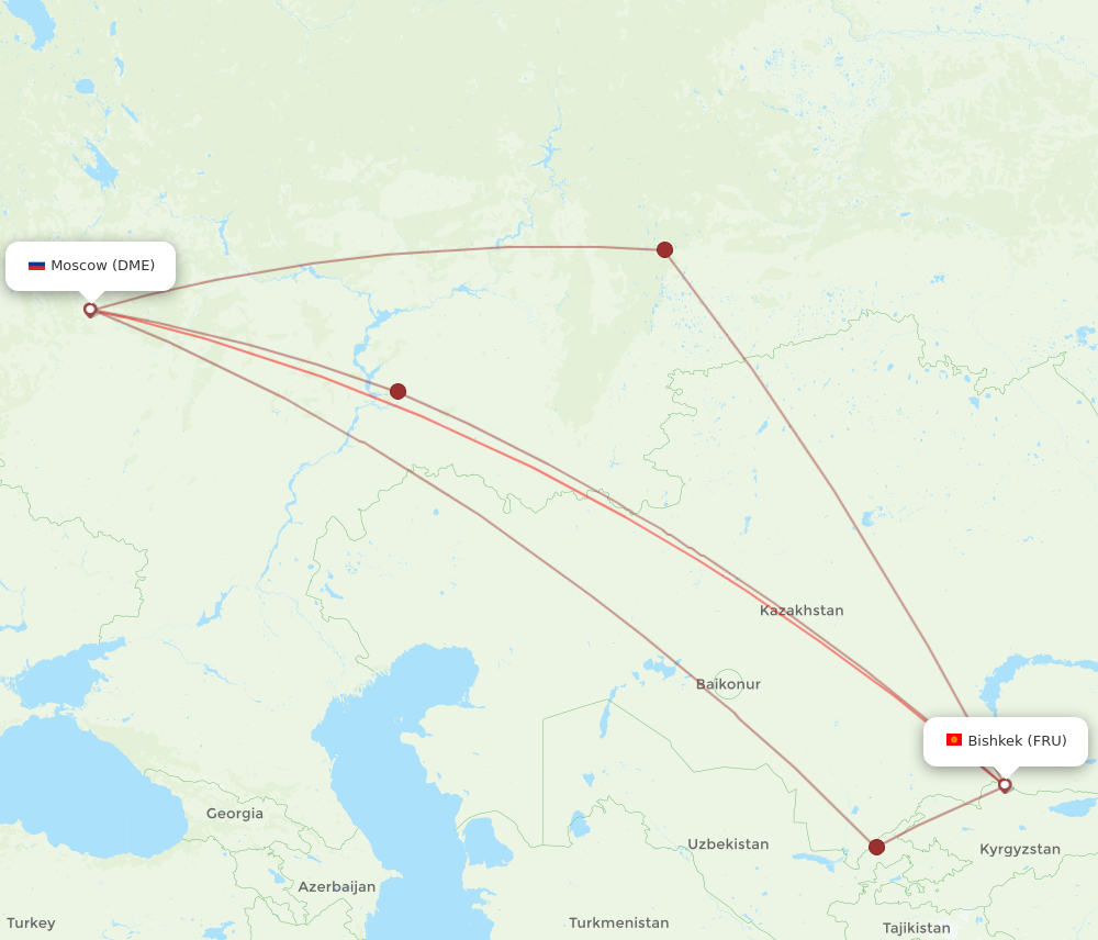 FRU to DME flights and routes map