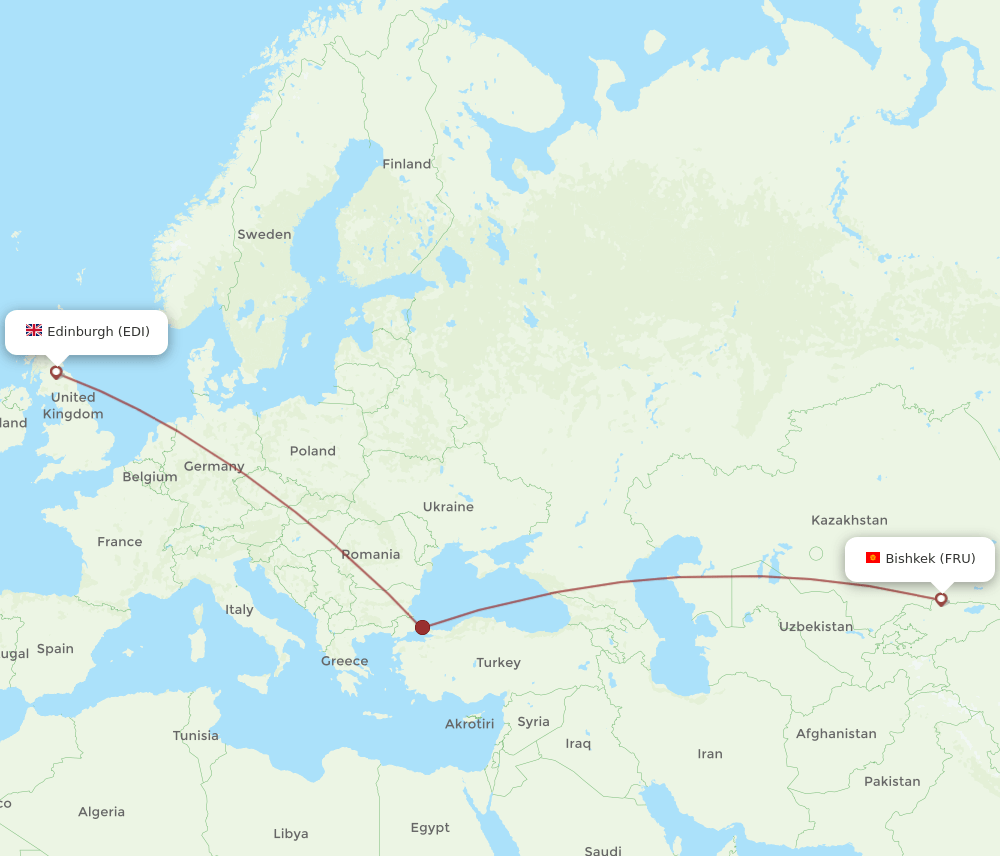 FRU-EDI flight routes
