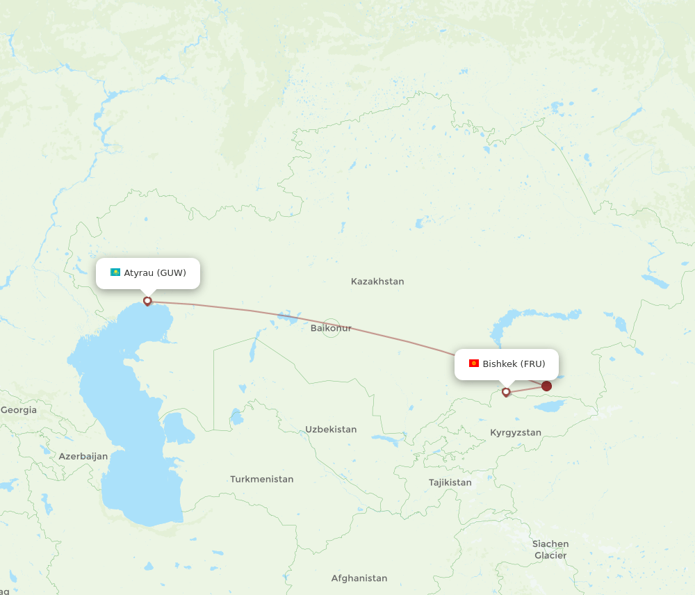 FRU-GUW flight routes
