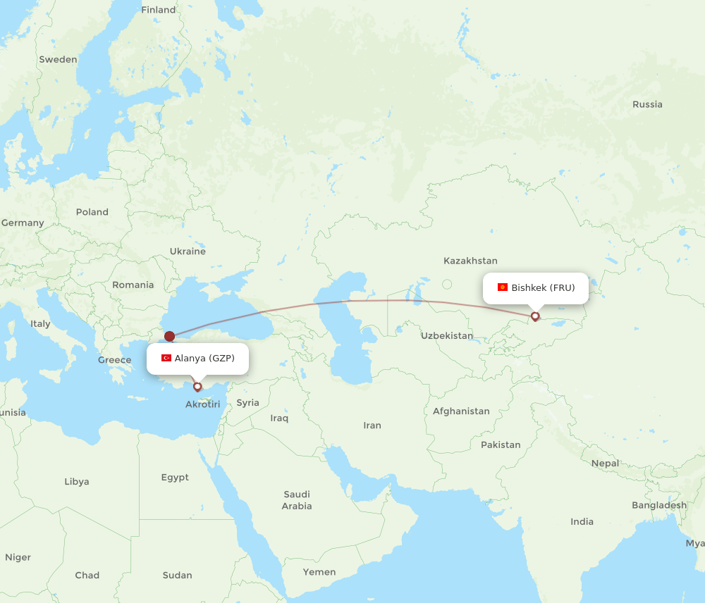FRU-GZP flight routes