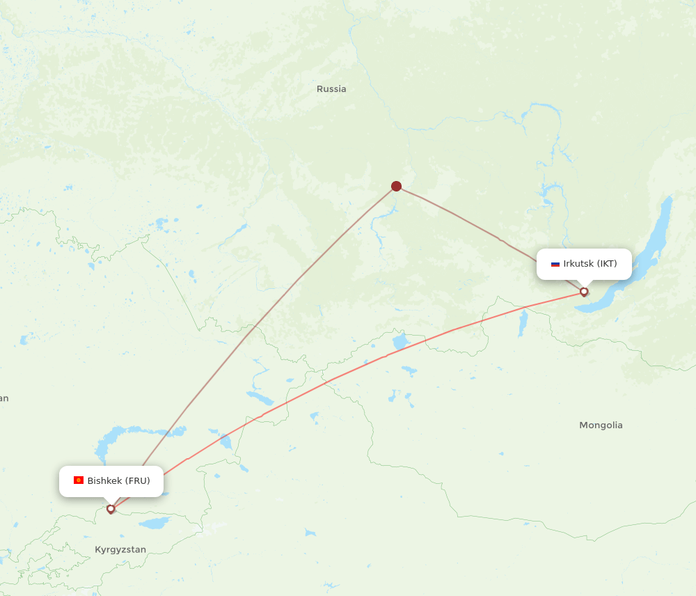 FRU to IKT flights and routes map