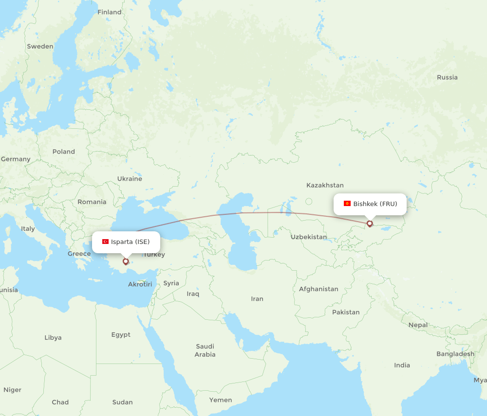 FRU-ISE flight routes