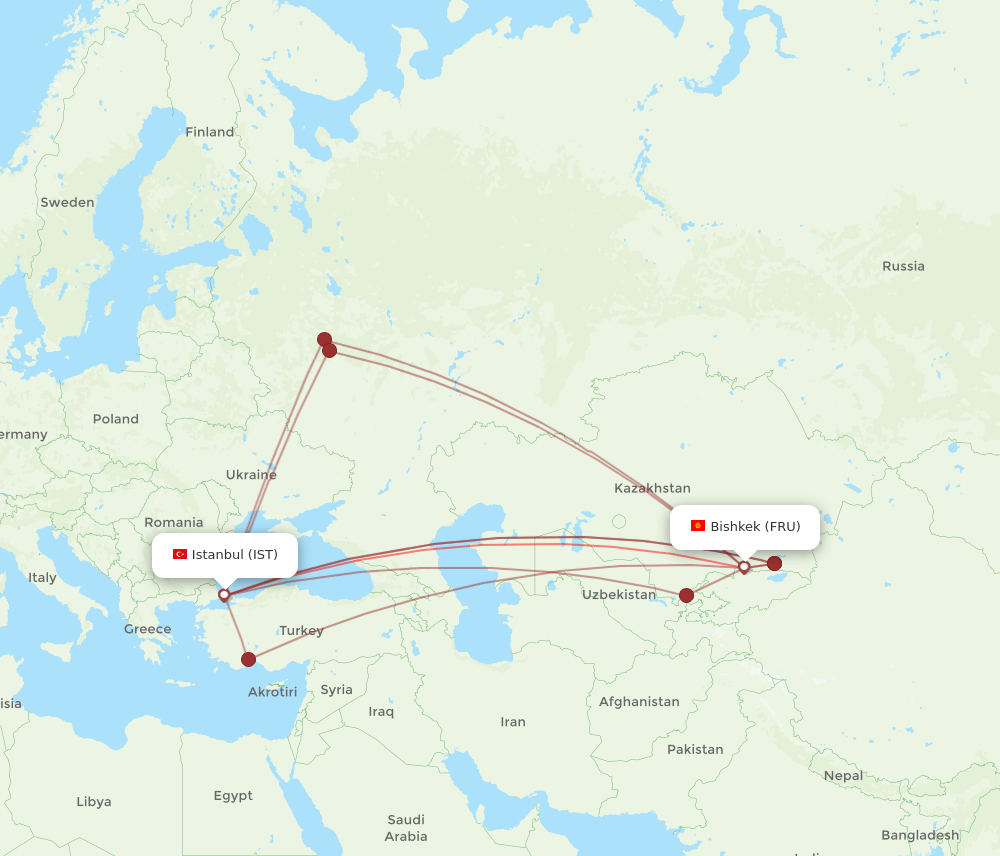 FRU-IST flight routes