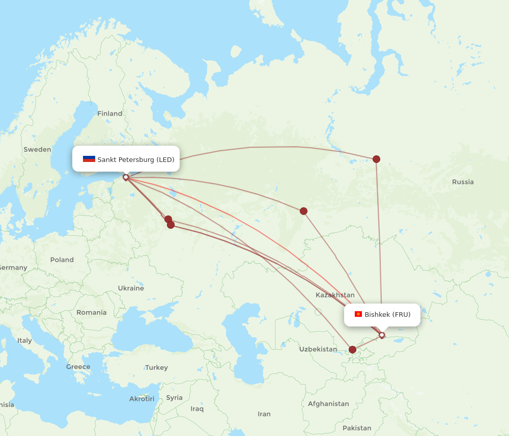 FRU to LED flights and routes map