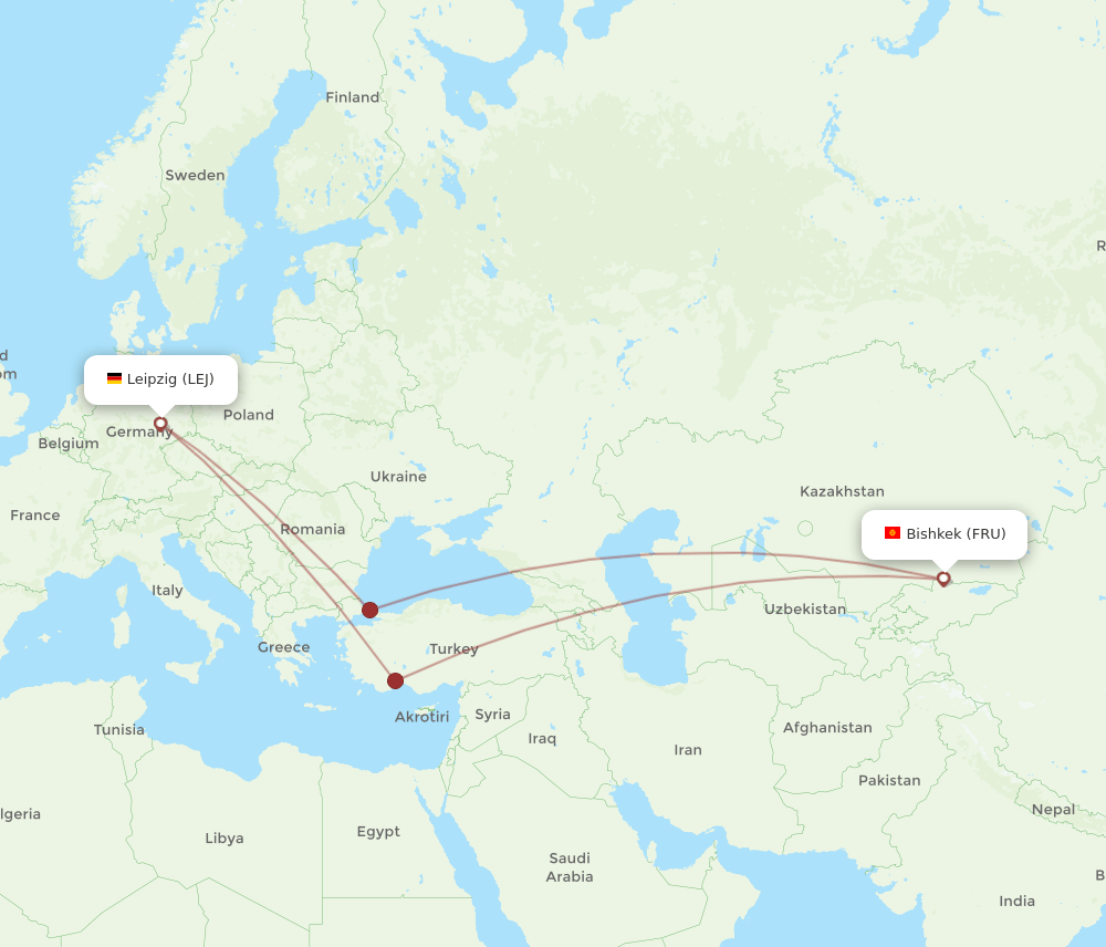 FRU-LEJ flight routes