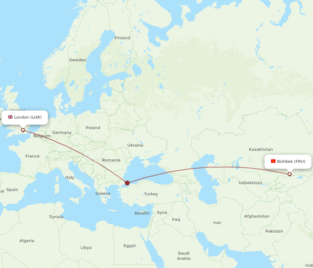 FRU to LHR flights and routes map