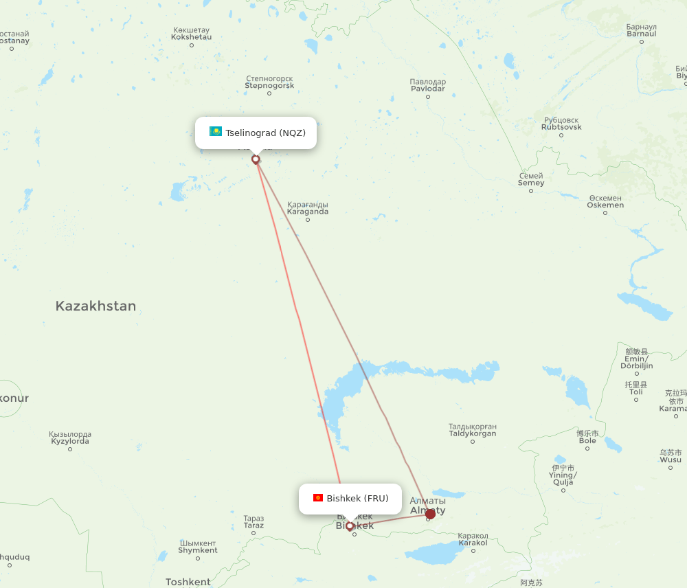 FRU-NQZ flight routes
