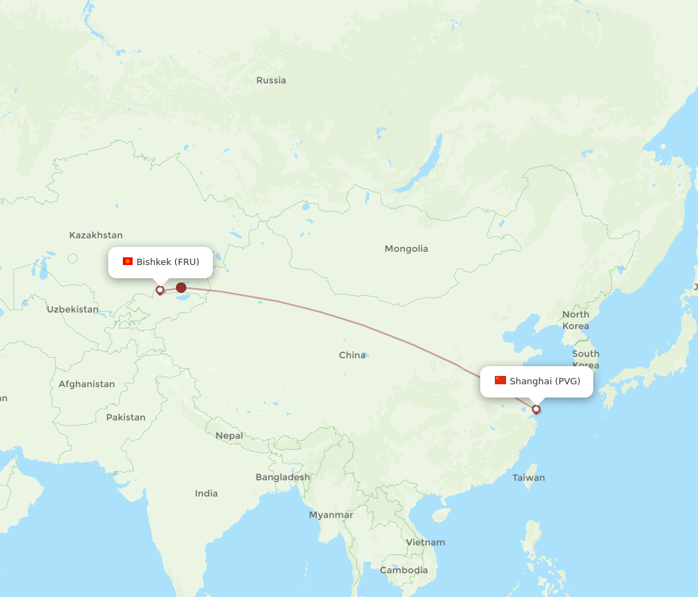 FRU-PVG flight routes