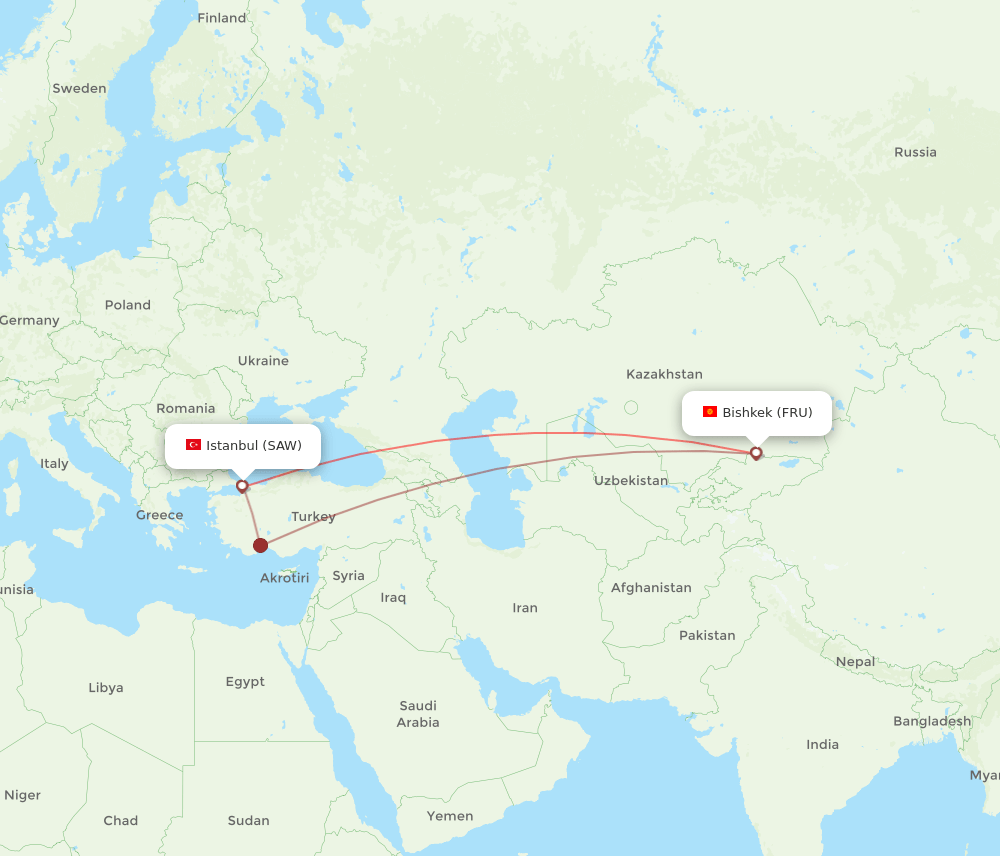 FRU-SAW flight routes