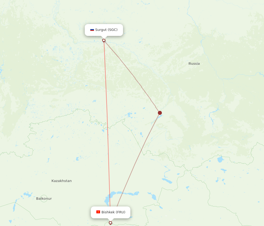 FRU to SGC flights and routes map