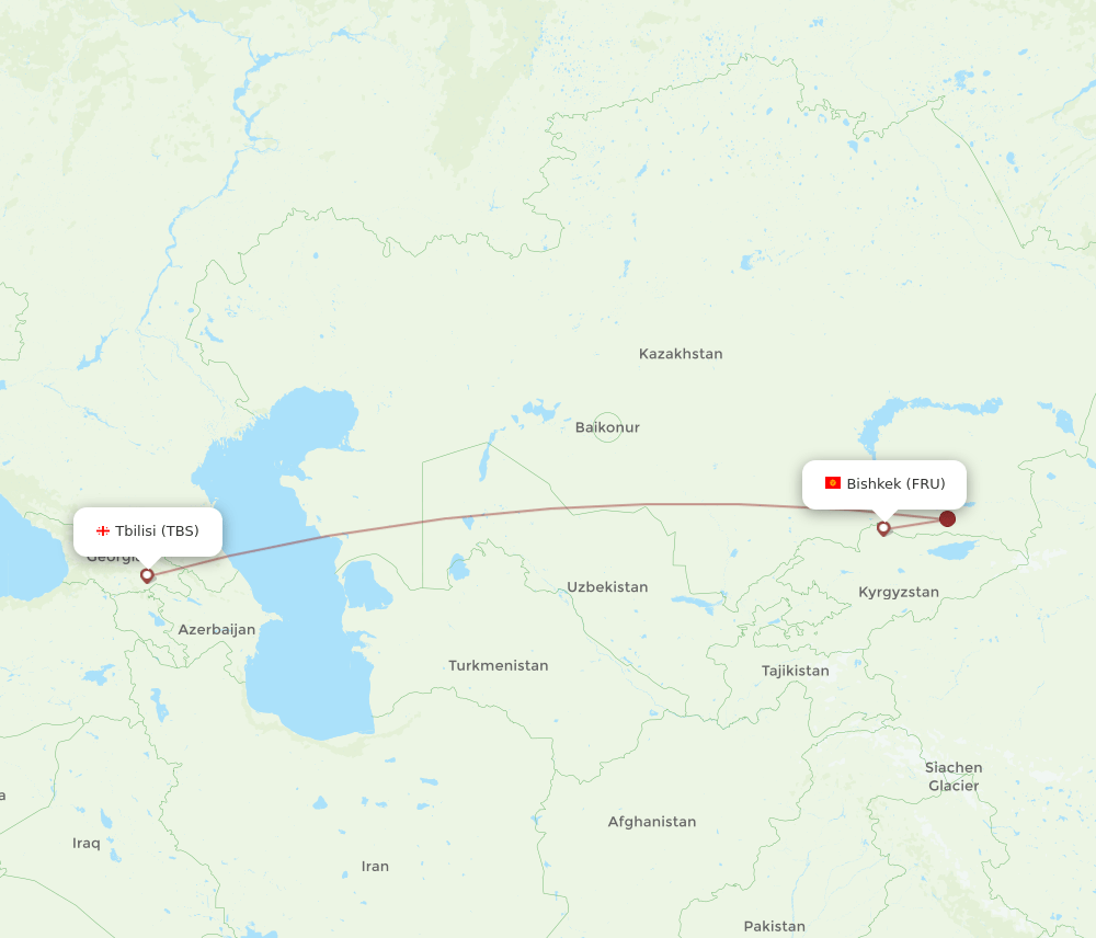FRU to TBS flights and routes map