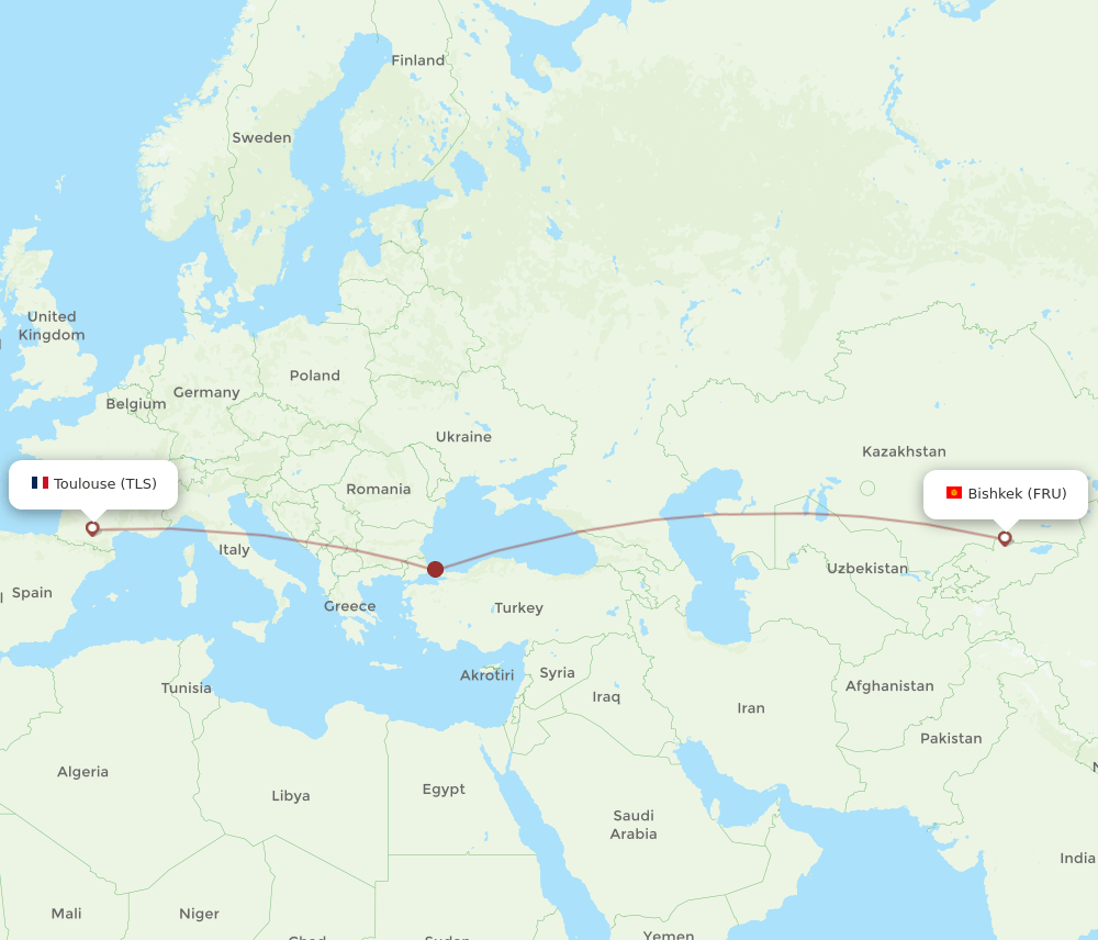 FRU to TLS flights and routes map