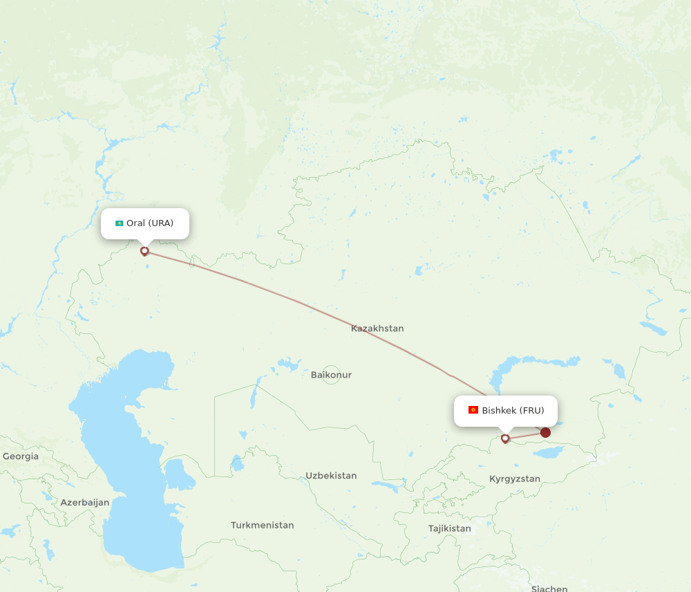 FRU to URA flights and routes map