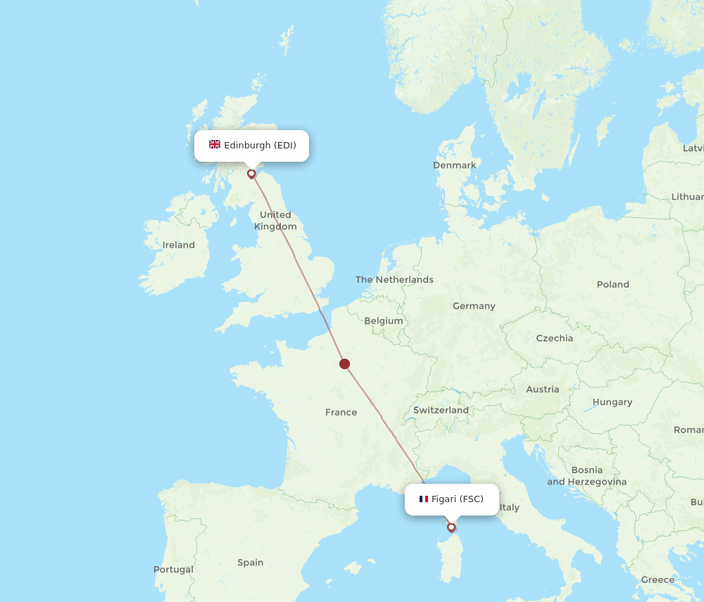 FSC to EDI flights and routes map