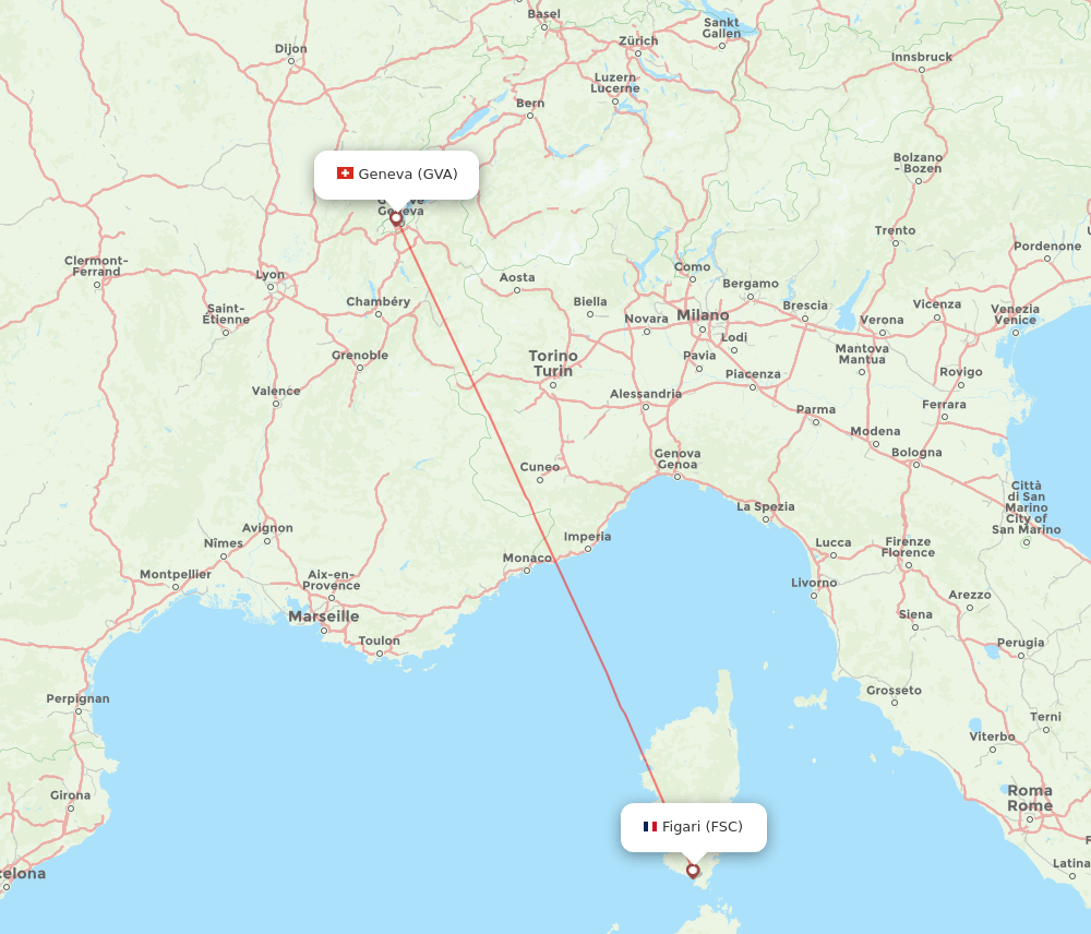 FSC to GVA flights and routes map