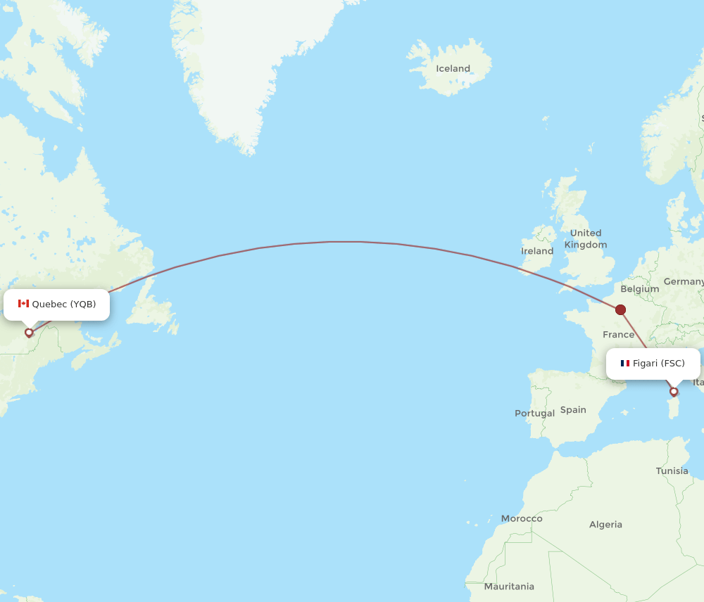 FSC-YQB flight routes