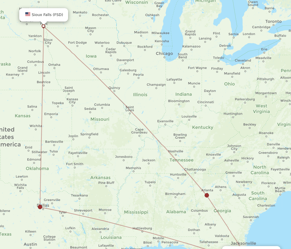 FSD-DAB flight routes