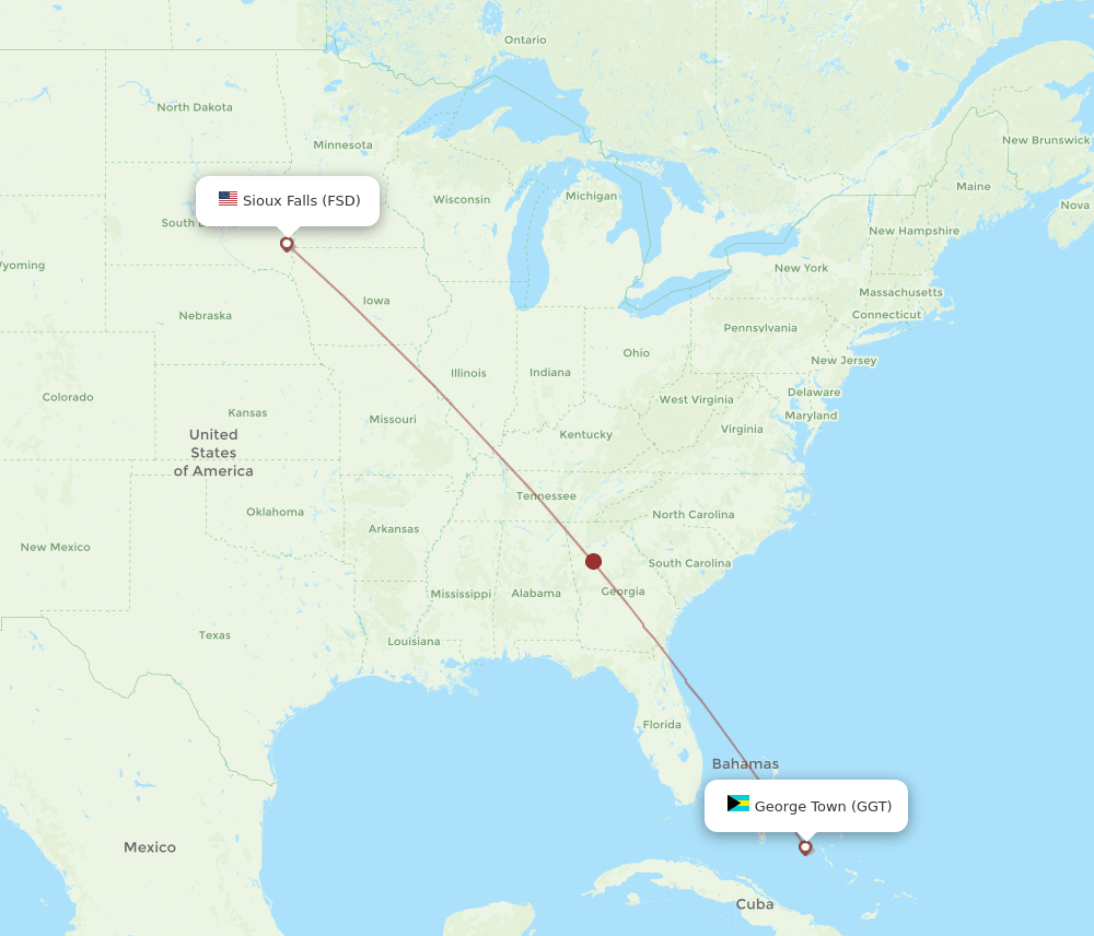 FSD-GGT flight routes