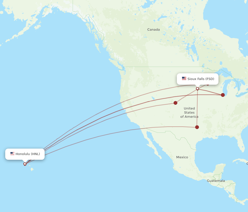 FSD-HNL flight routes