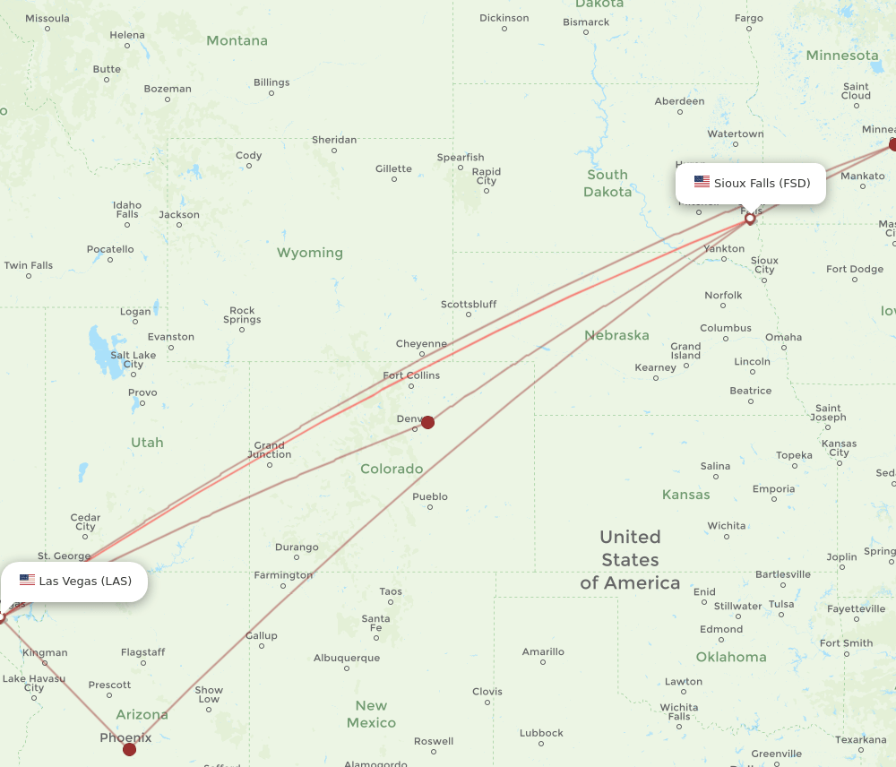 FSD-LAS flight routes