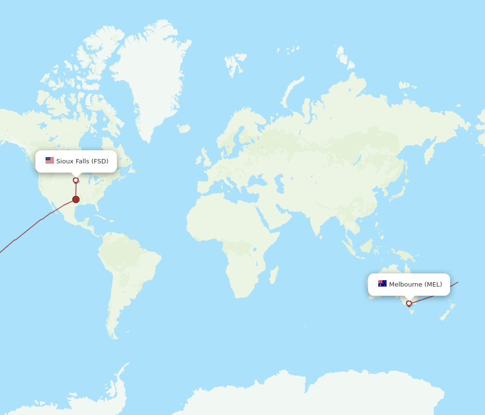 FSD-MEL flight routes