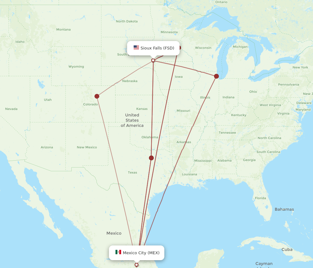 FSD-MEX flight routes