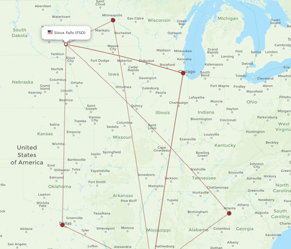 FSD-MSY flight routes