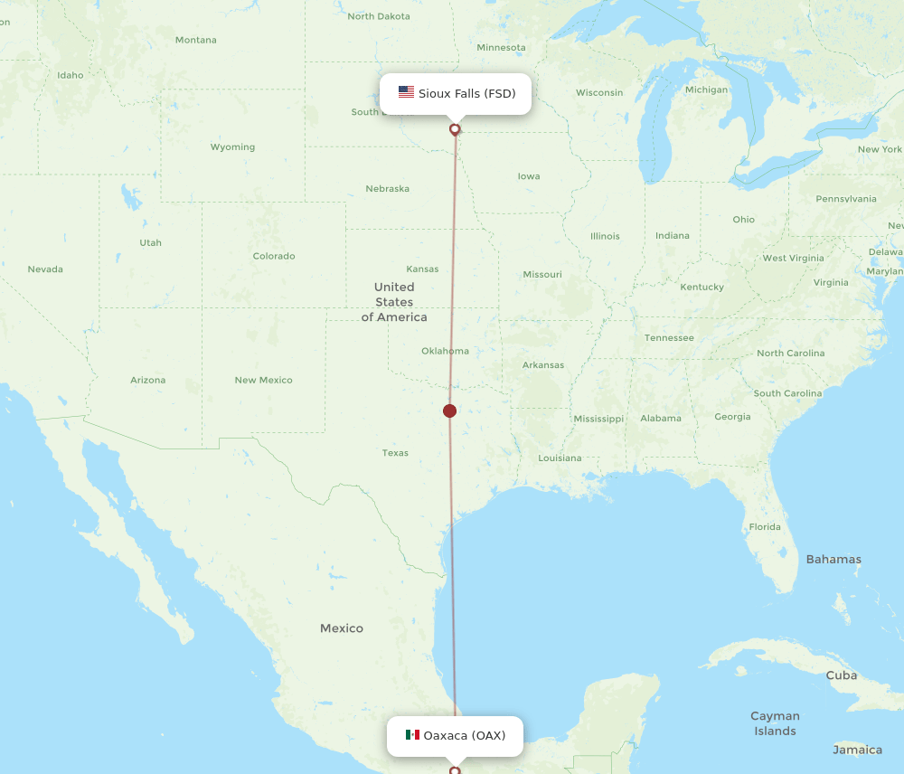 FSD-OAX flight routes